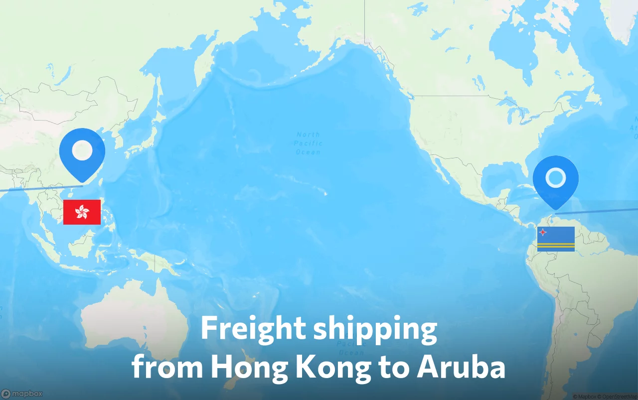 Shipping route from Hong Kong to Aruba