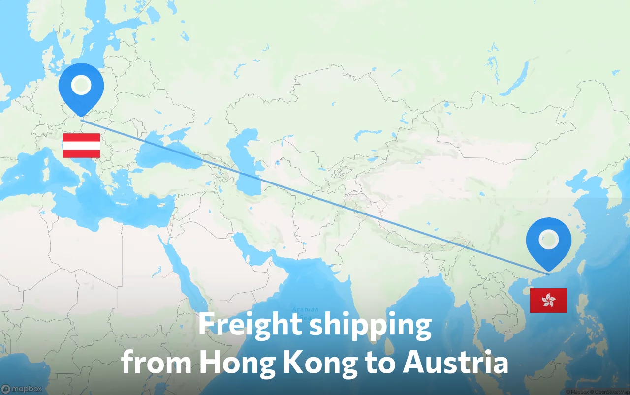 Shipping route from Hong Kong to Austria