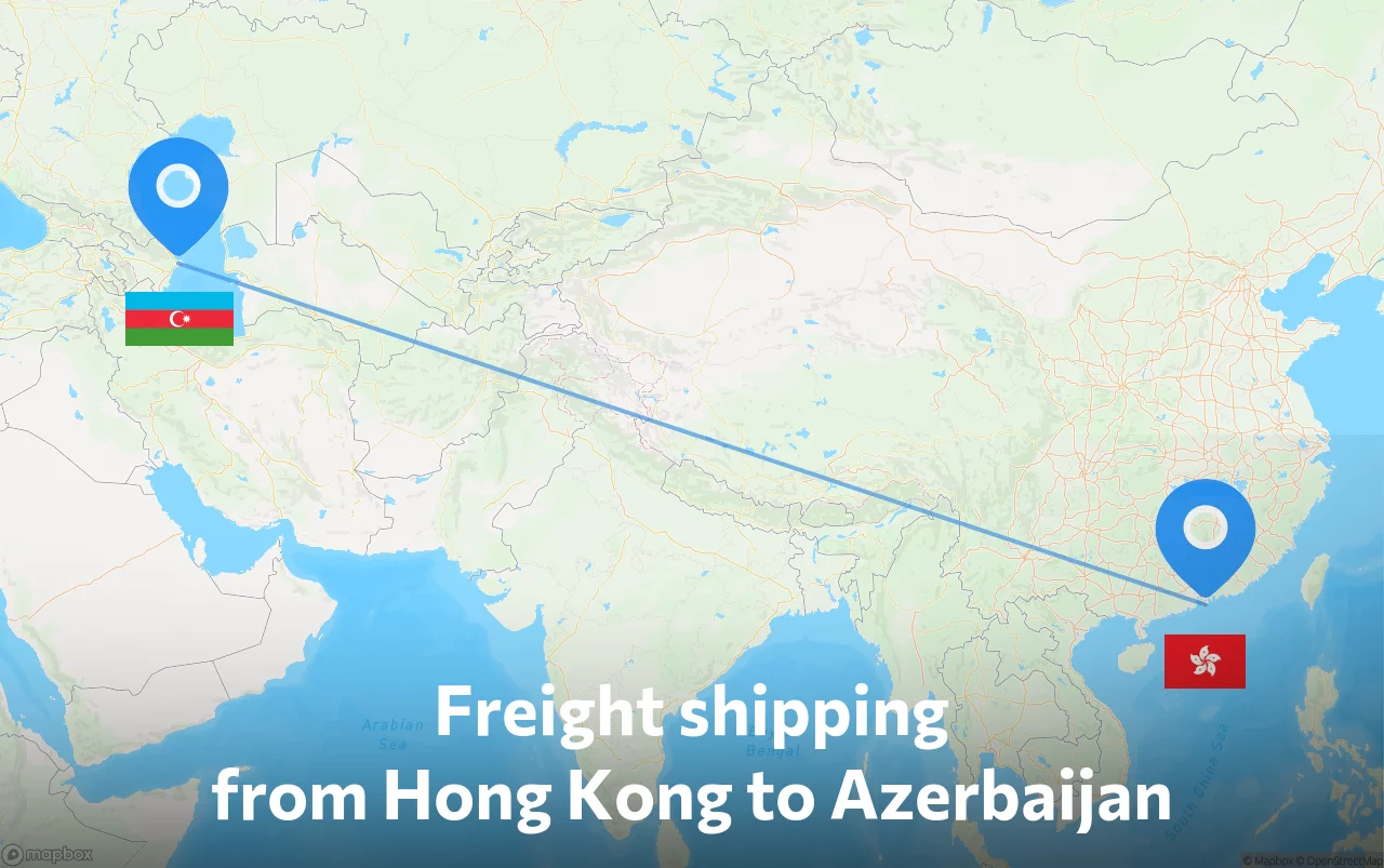 Shipping route from Hong Kong to Azerbaijan