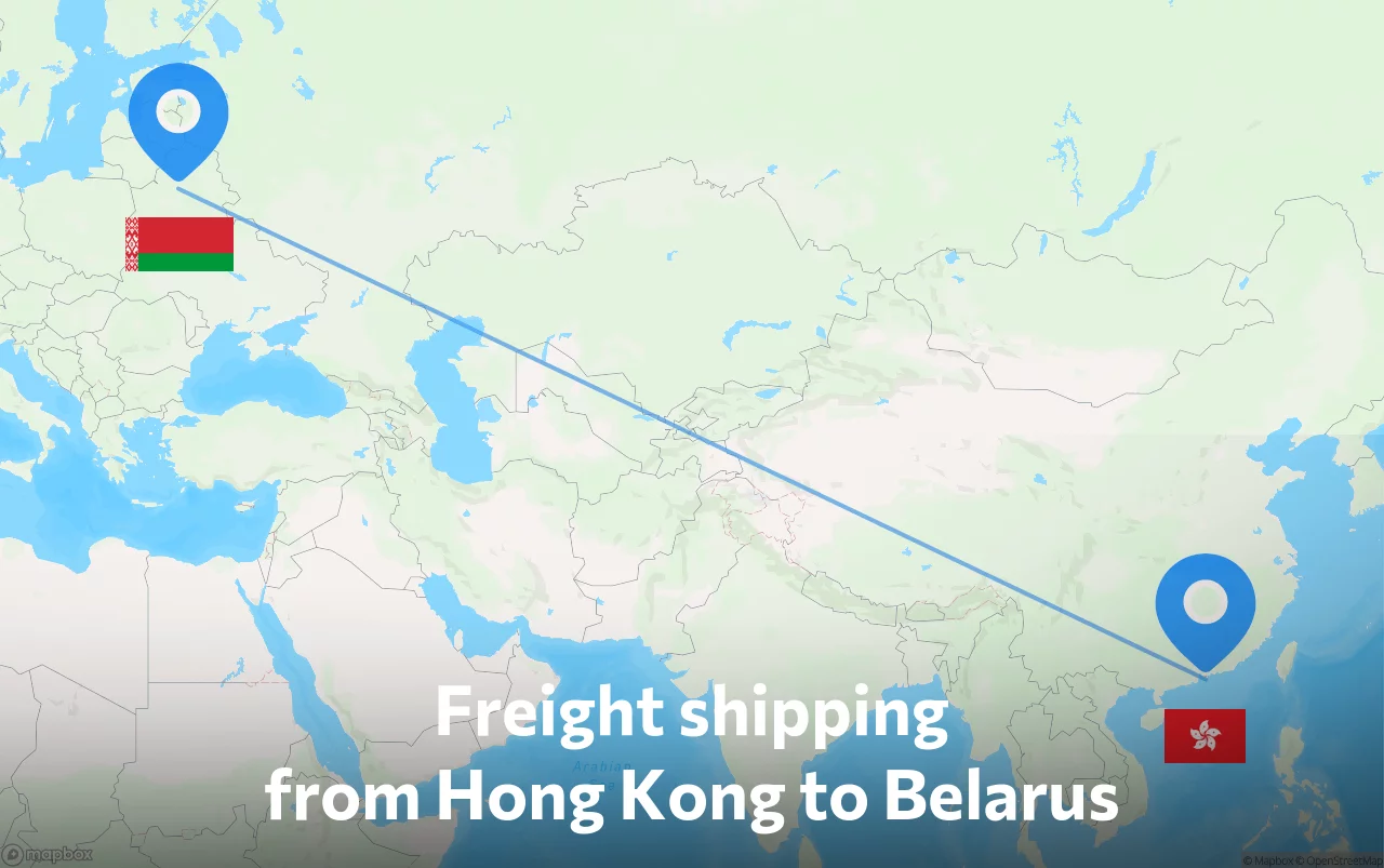 Shipping route from Hong Kong to Belarus