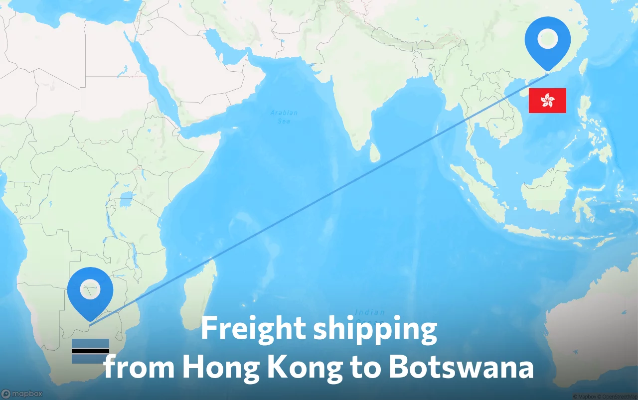 Shipping route from Hong Kong to Botswana