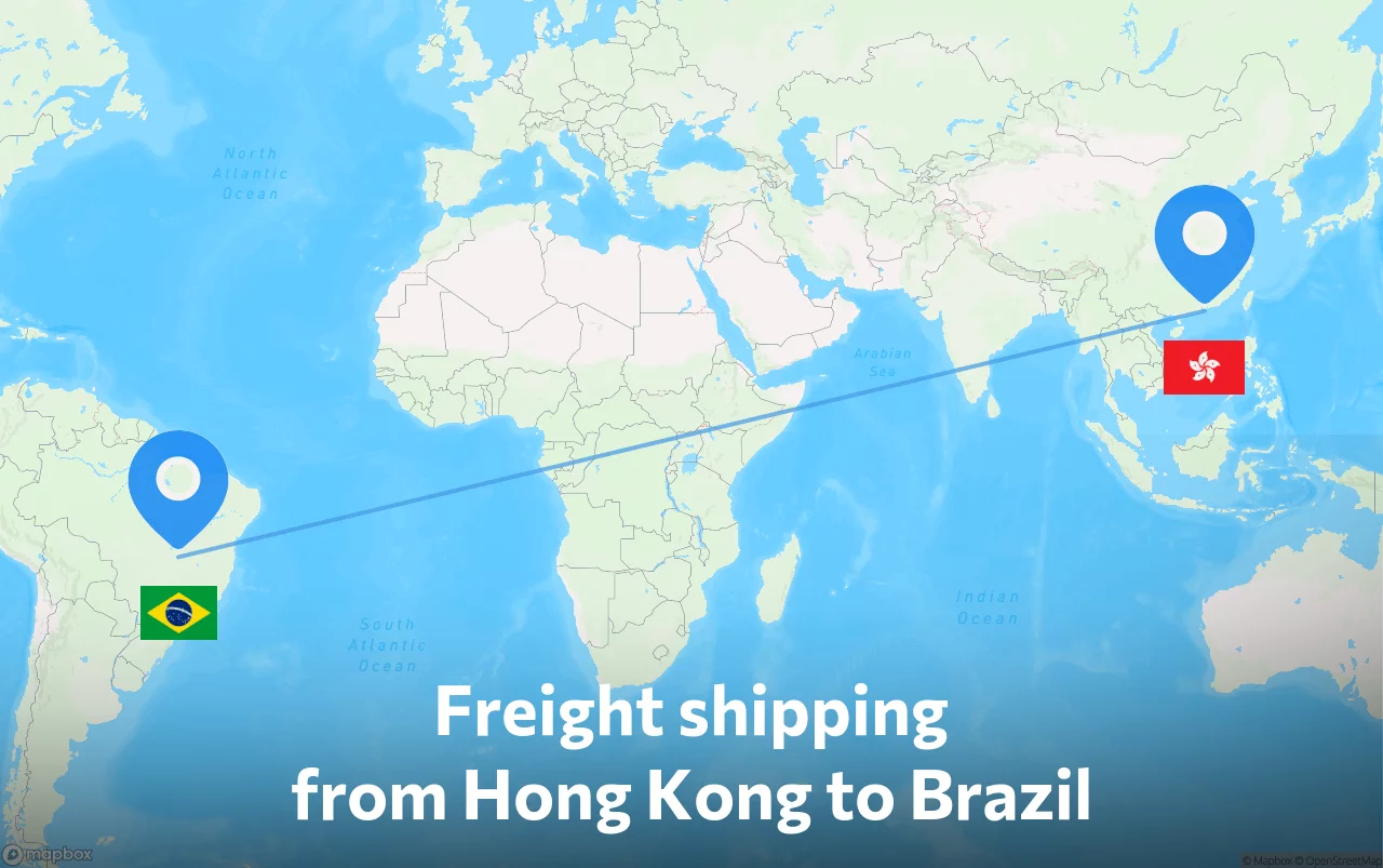 Shipping route from Hong Kong to Brazil