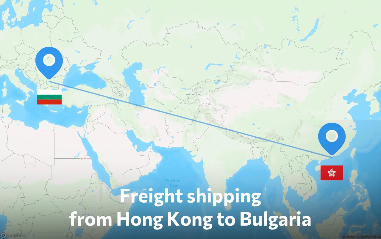 Shipping route from Hong Kong to Bulgaria