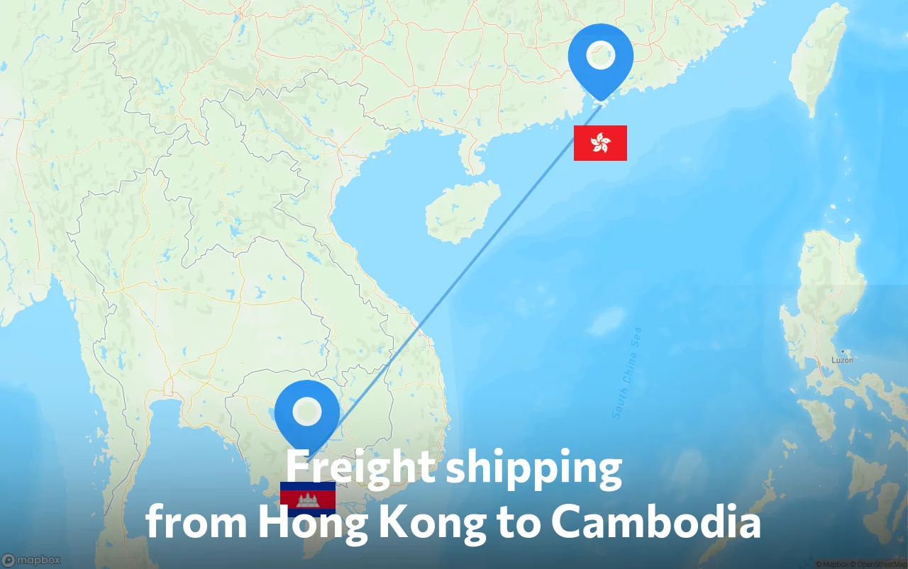 Shipping route from Hong Kong to Cambodia