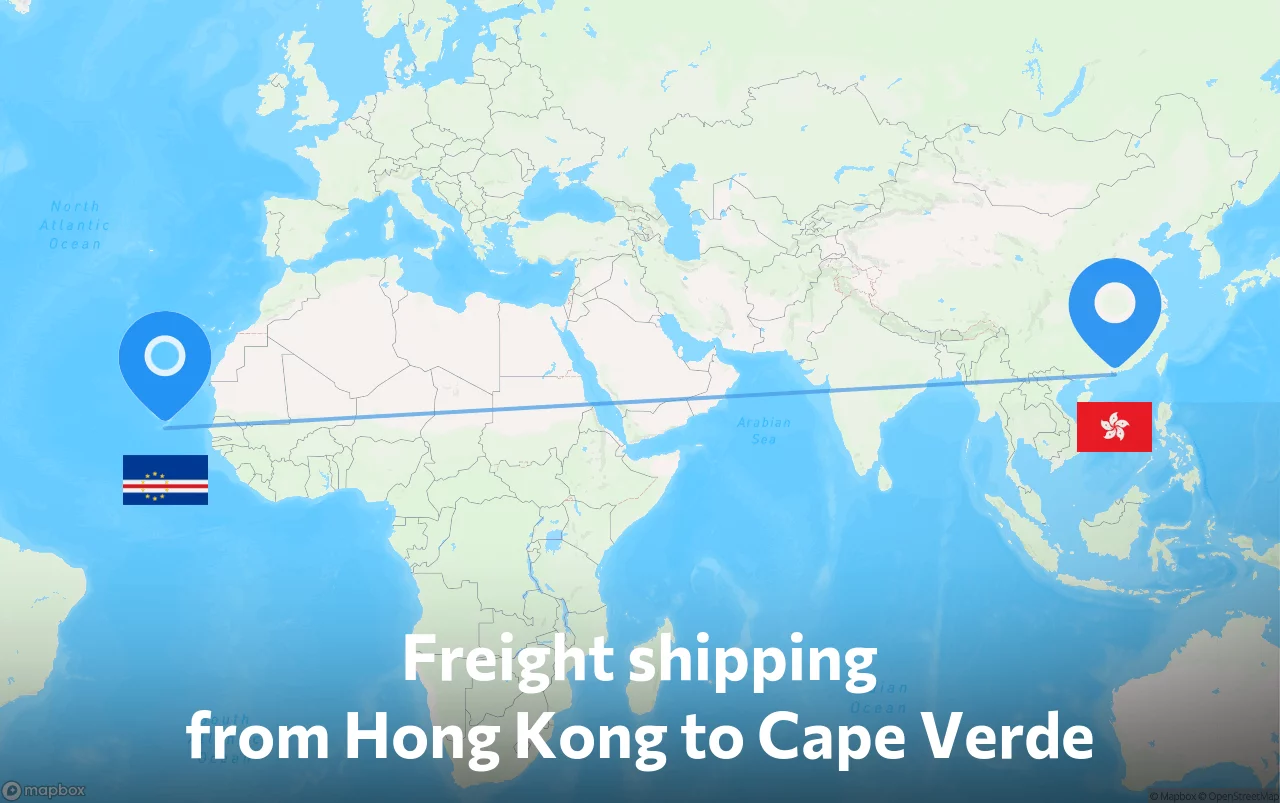 Shipping route from Hong Kong to Cape Verde