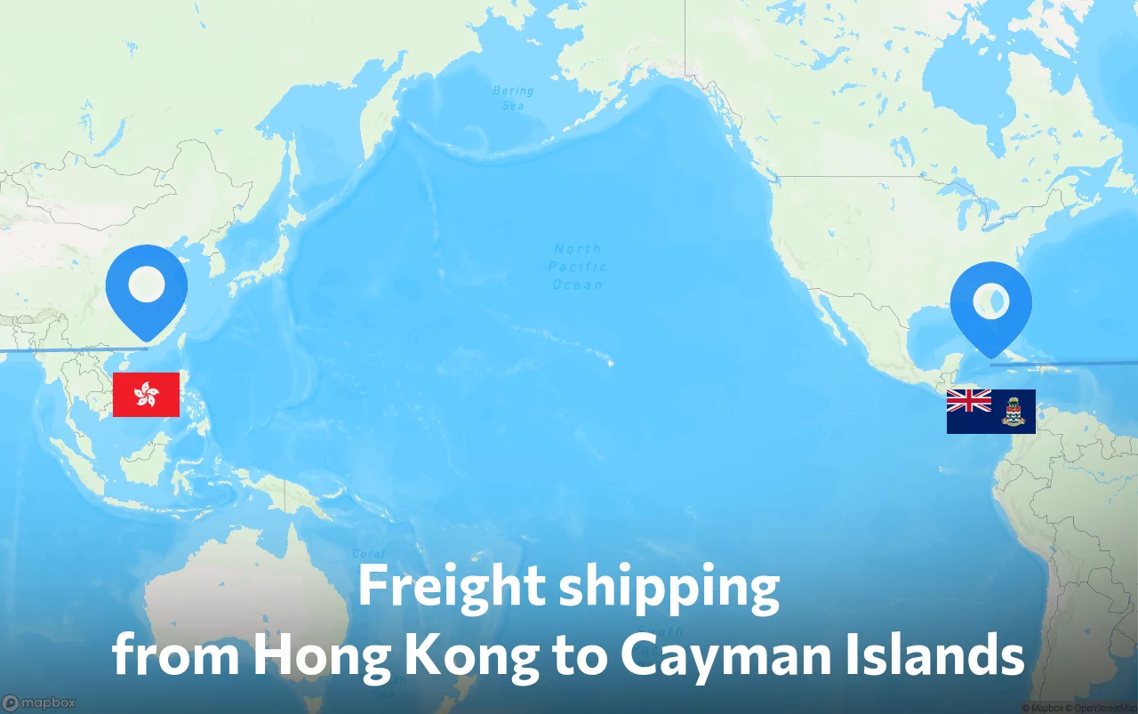 Shipping route from Hong Kong to Cayman Islands