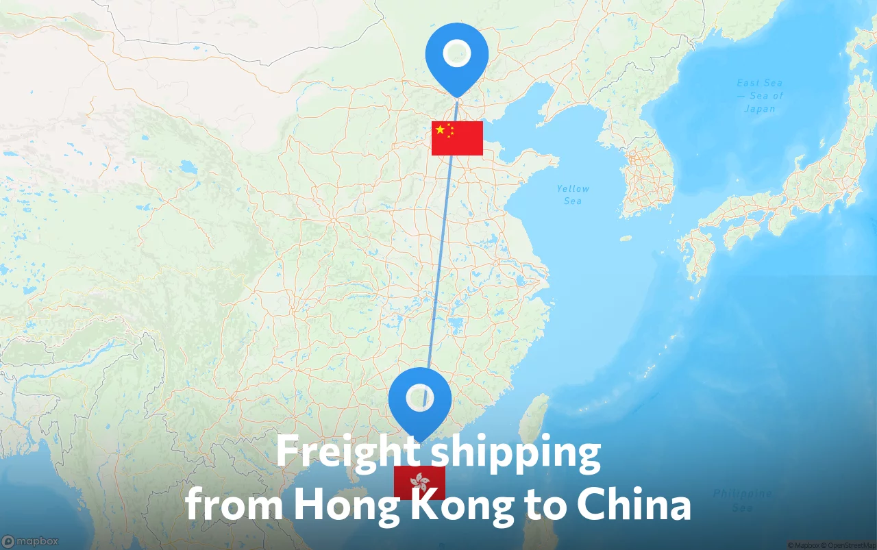 Shipping route from Hong Kong to China