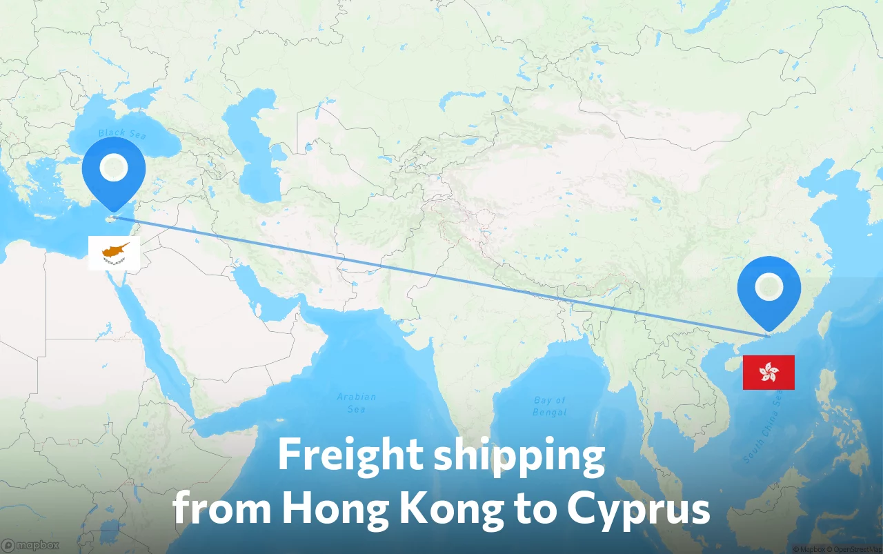 Shipping route from Hong Kong to Cyprus