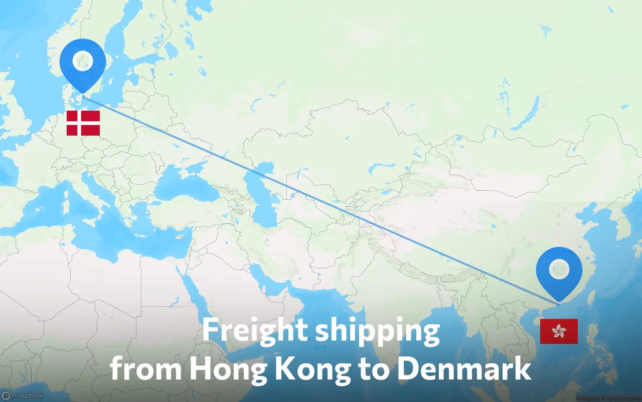 Shipping route from Hong Kong to Denmark