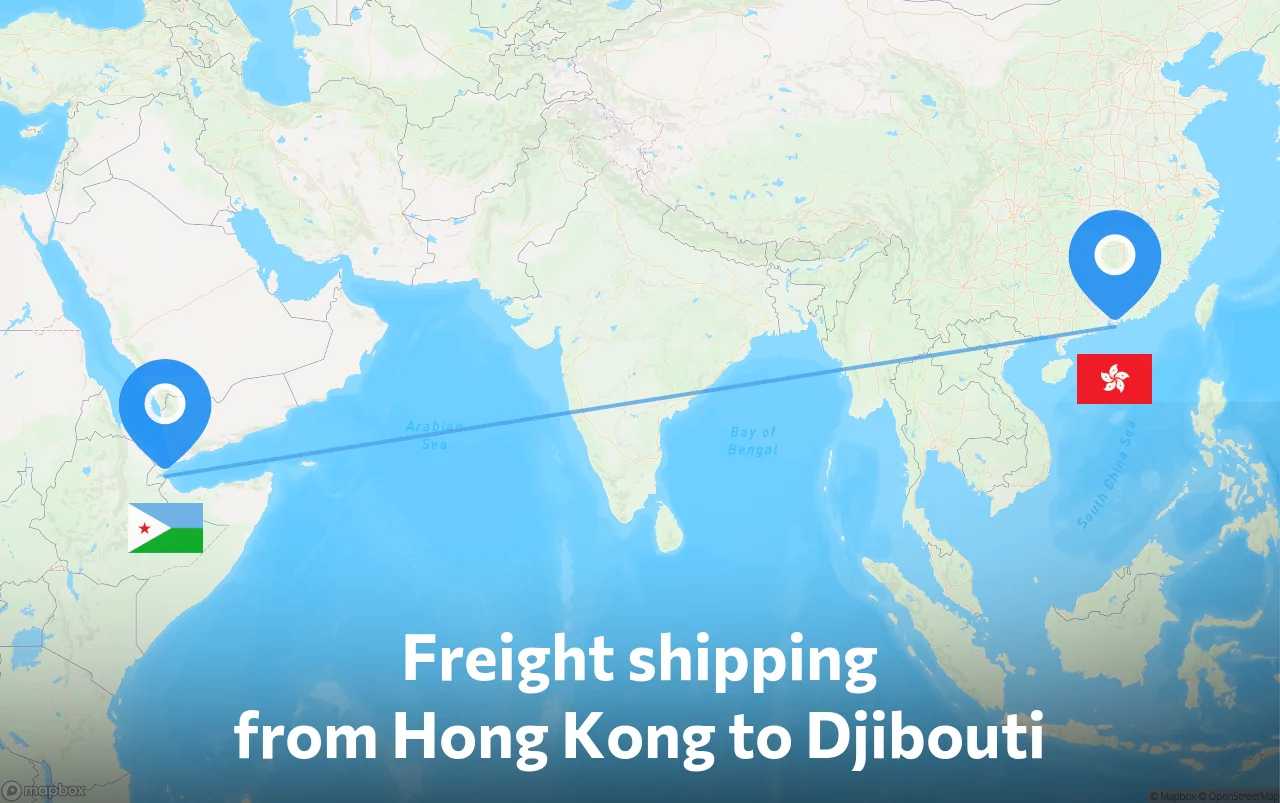 Shipping route from Hong Kong to Djibouti