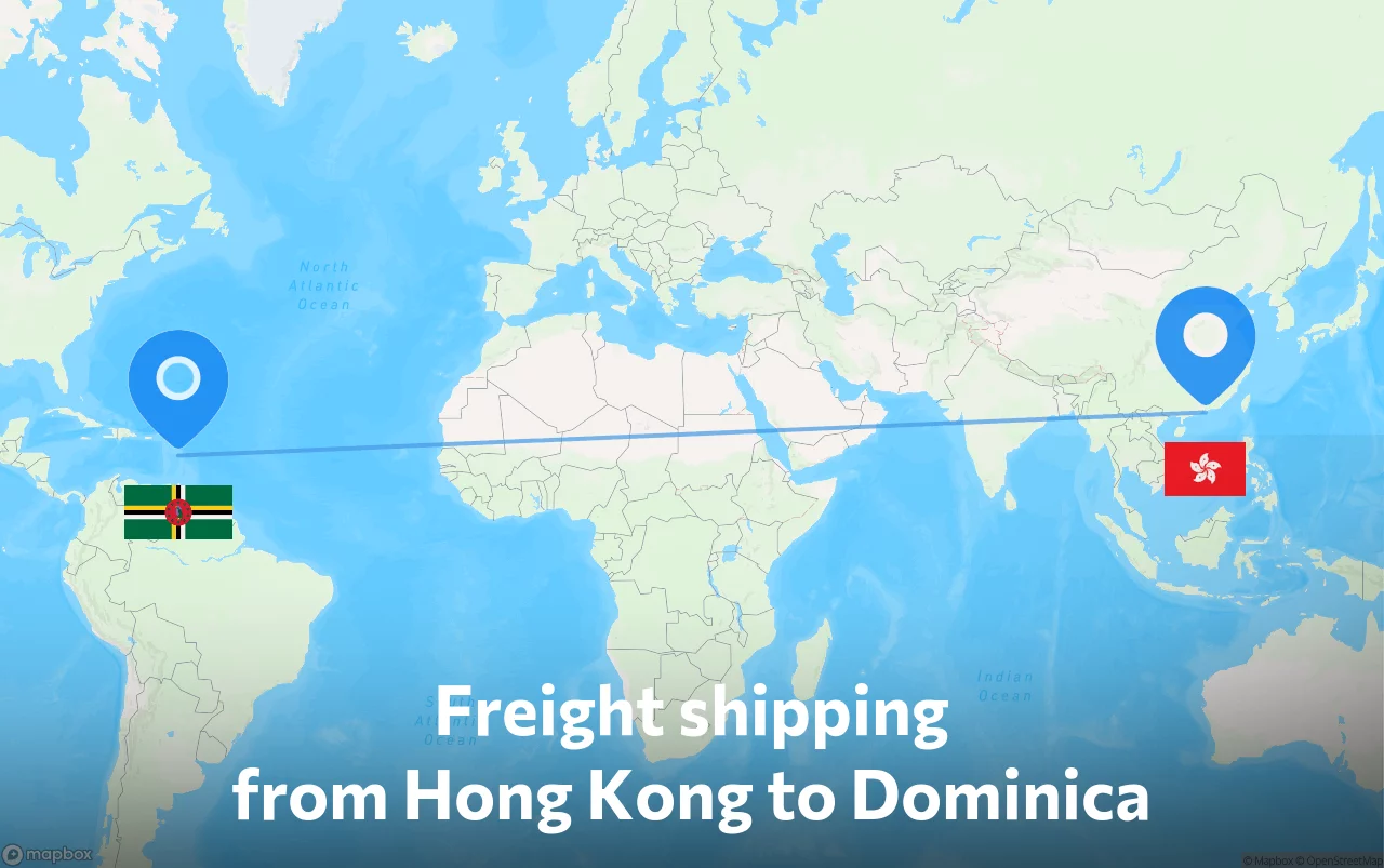 Shipping route from Hong Kong to Dominica