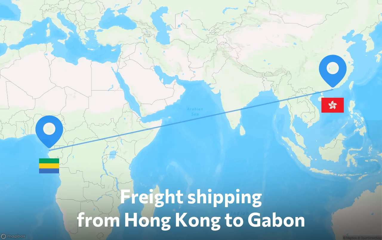 Shipping route from Hong Kong to Gabon