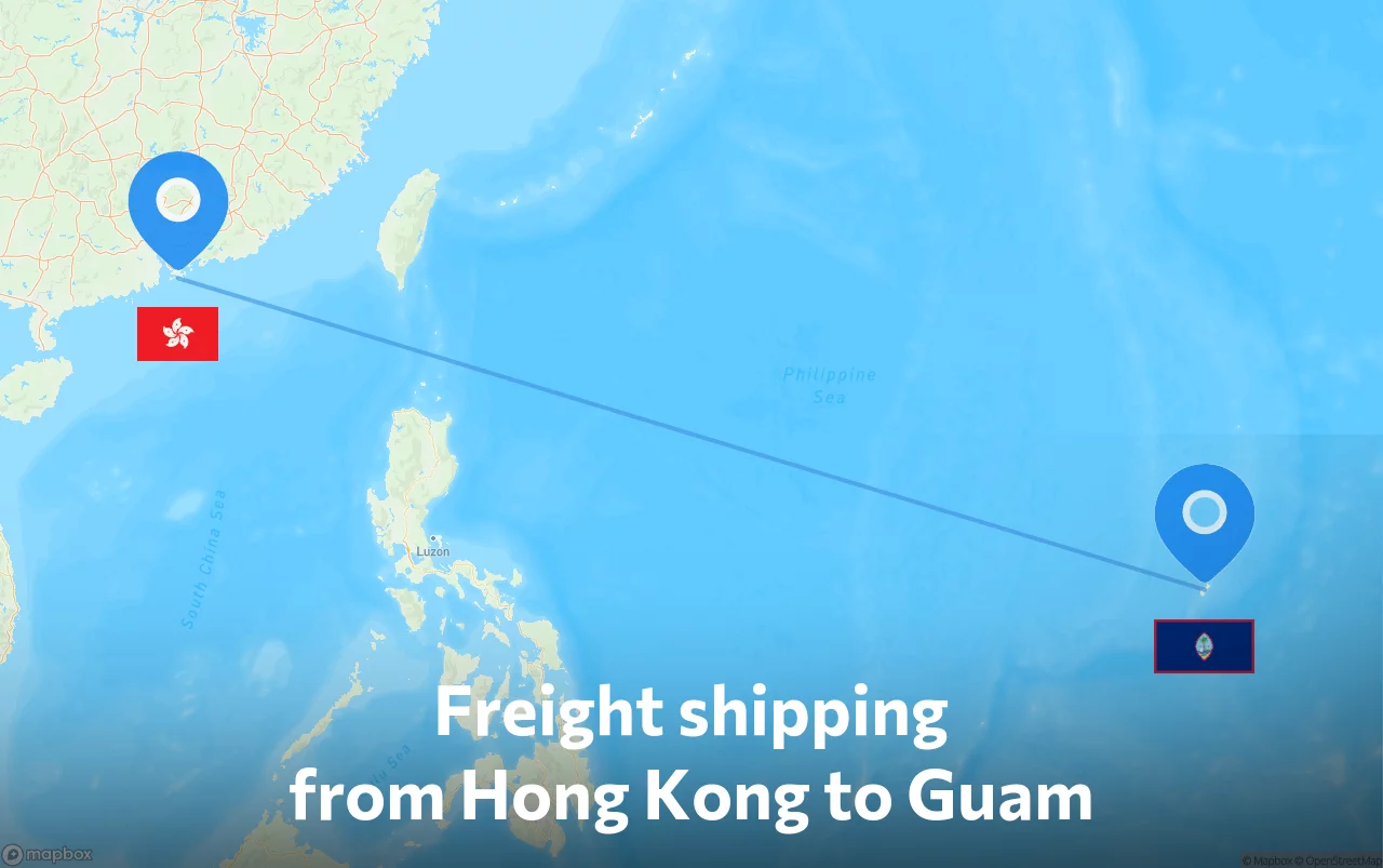 Shipping route from Hong Kong to Guam