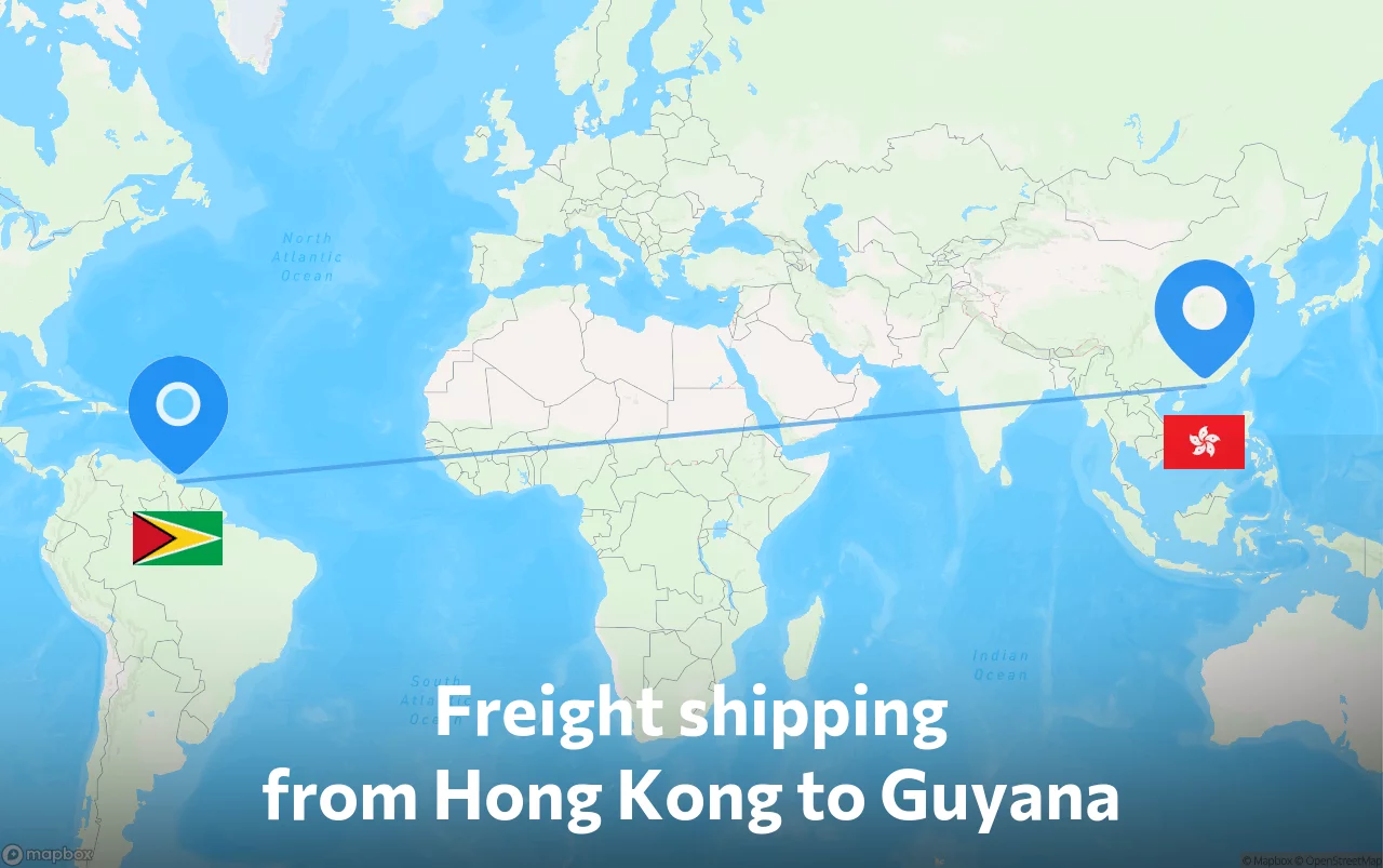 Shipping route from Hong Kong to Guyana