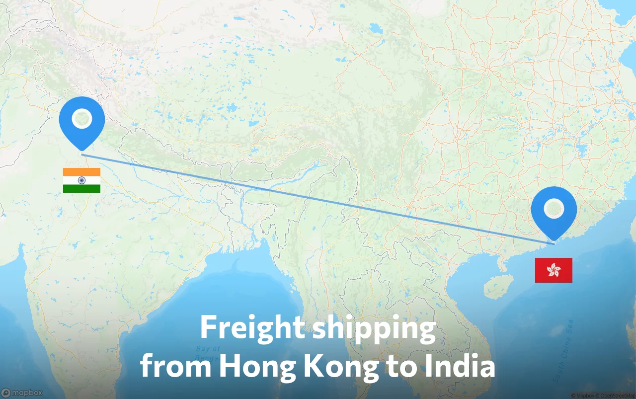 Shipping route from Hong Kong to India