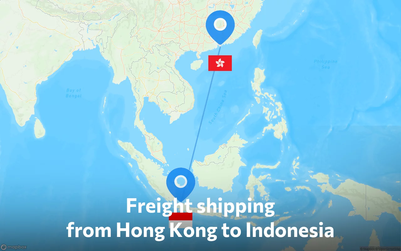 Shipping route from Hong Kong to Indonesia