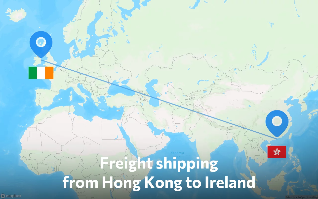 Shipping route from Hong Kong to Ireland