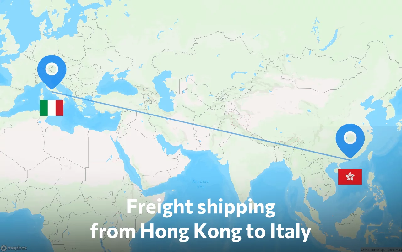 Shipping route from Hong Kong to Italy