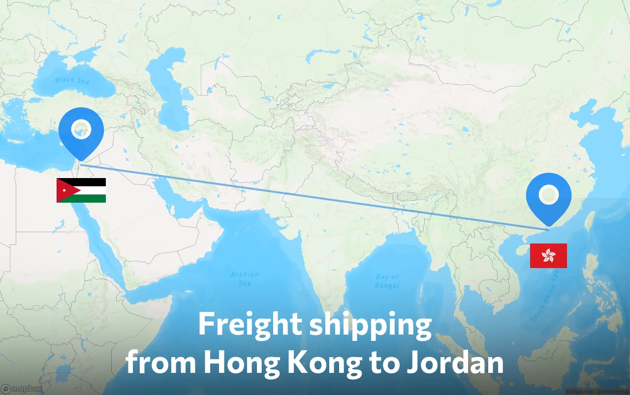 Shipping route from Hong Kong to Jordan