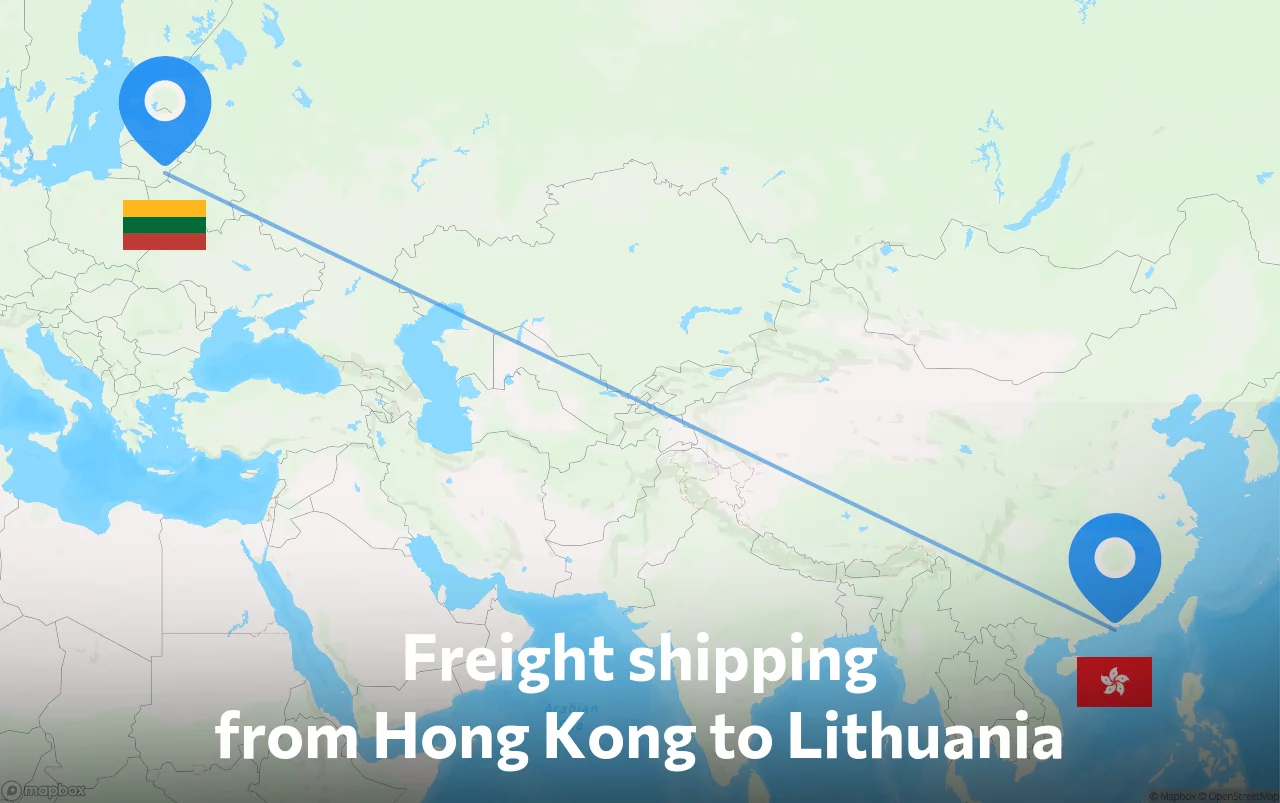 Shipping route from Hong Kong to Lithuania