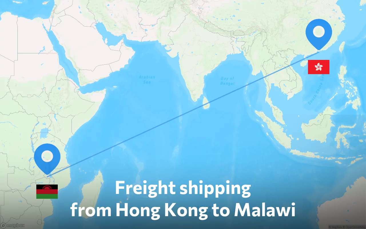 Shipping route from Hong Kong to Malawi