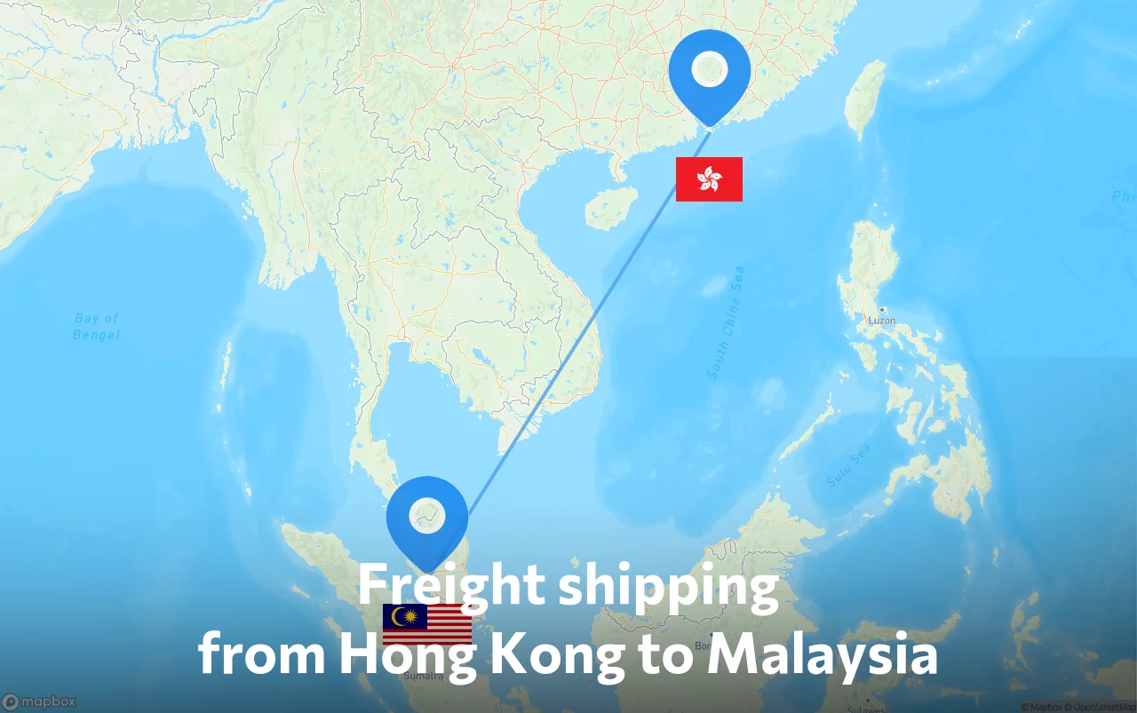 Shipping route from Hong Kong to Malaysia