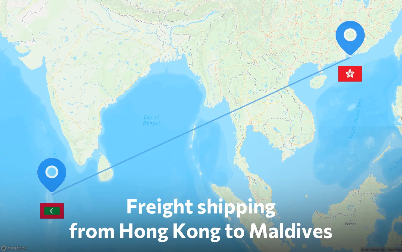 Shipping route from Hong Kong to Maldives