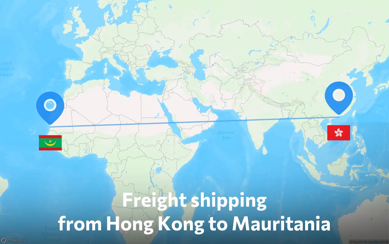 Shipping route from Hong Kong to Mauritania