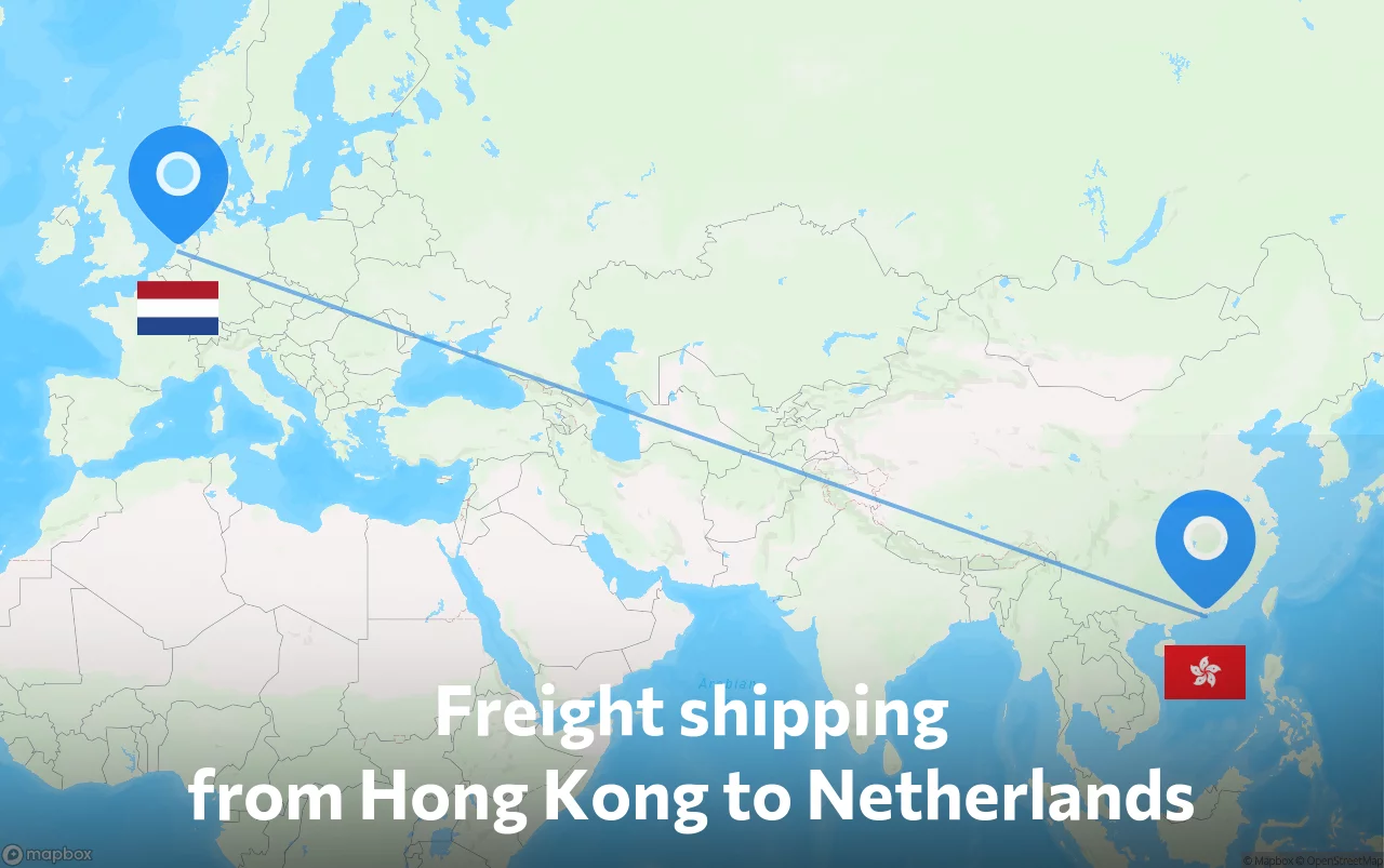 Shipping route from Hong Kong to Netherlands
