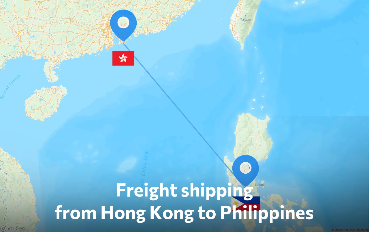 Shipping route from Hong Kong to Philippines