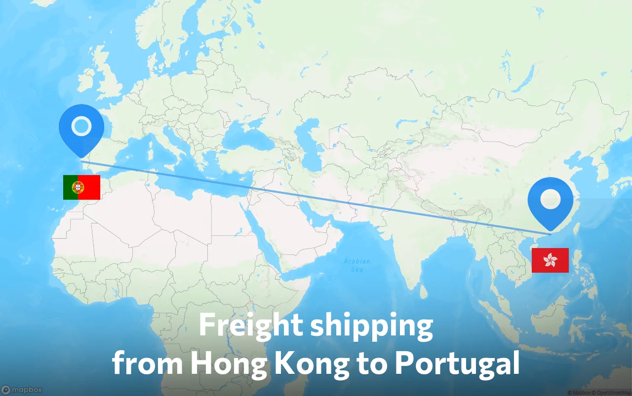 Shipping route from Hong Kong to Portugal