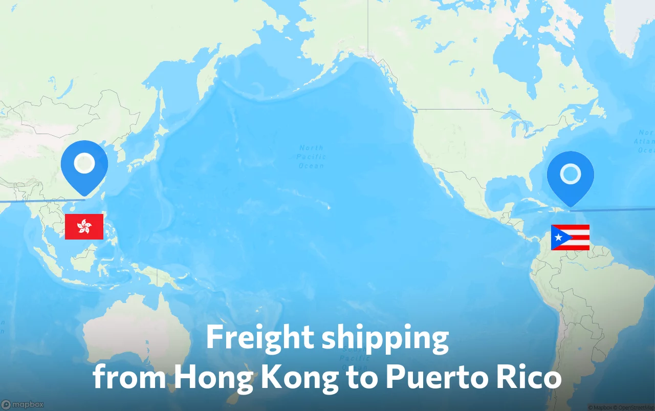Shipping route from Hong Kong to Puerto Rico