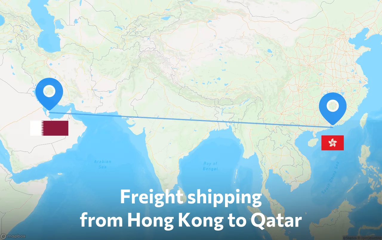 Shipping route from Hong Kong to Qatar