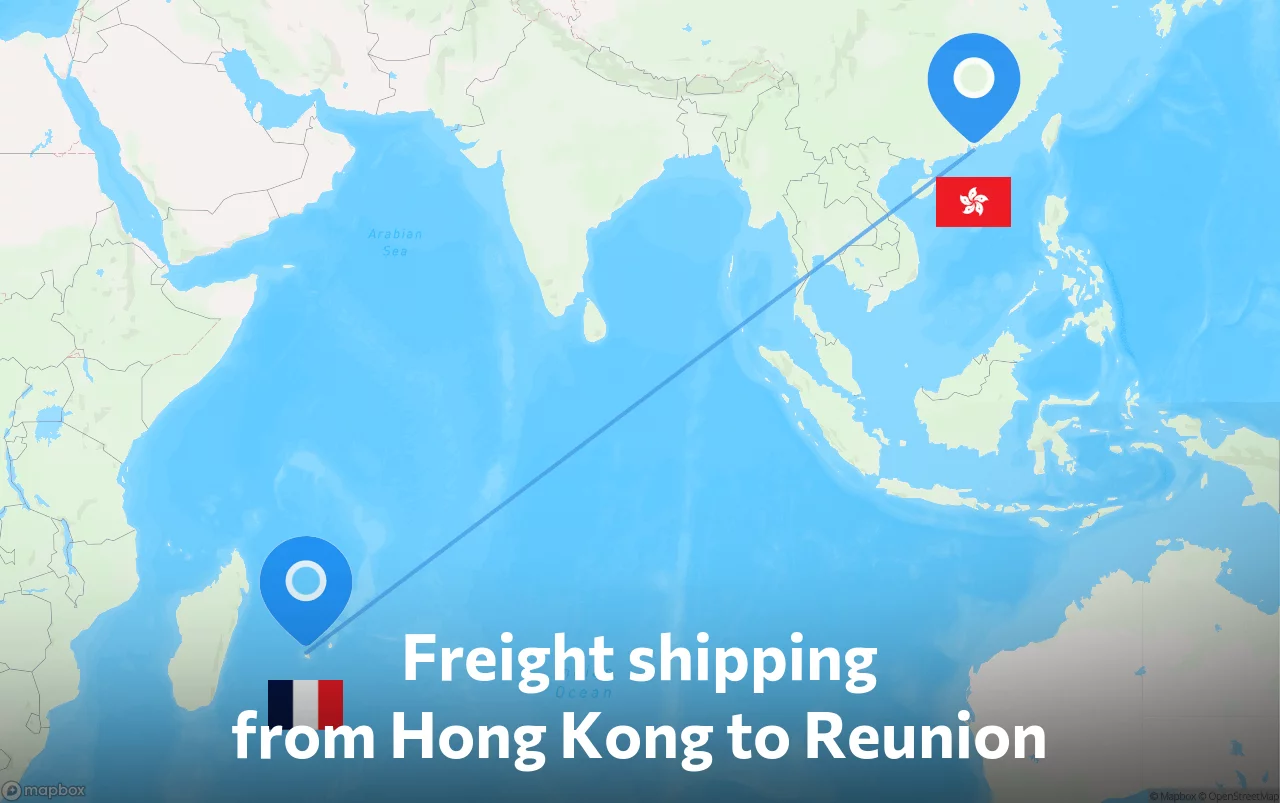 Shipping route from Hong Kong to Reunion