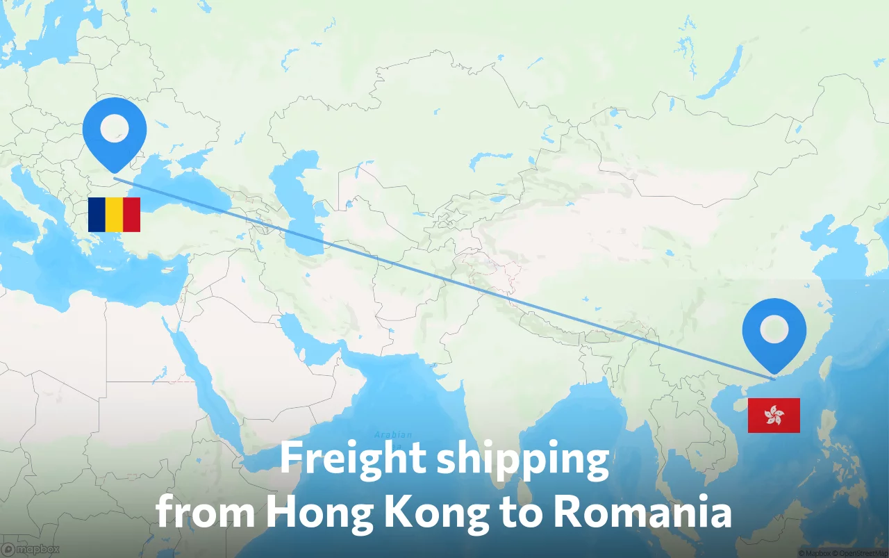Shipping route from Hong Kong to Romania