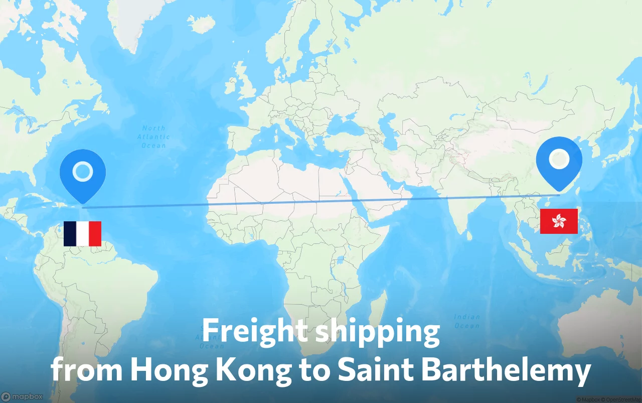 Shipping route from Hong Kong to Saint Barthelemy