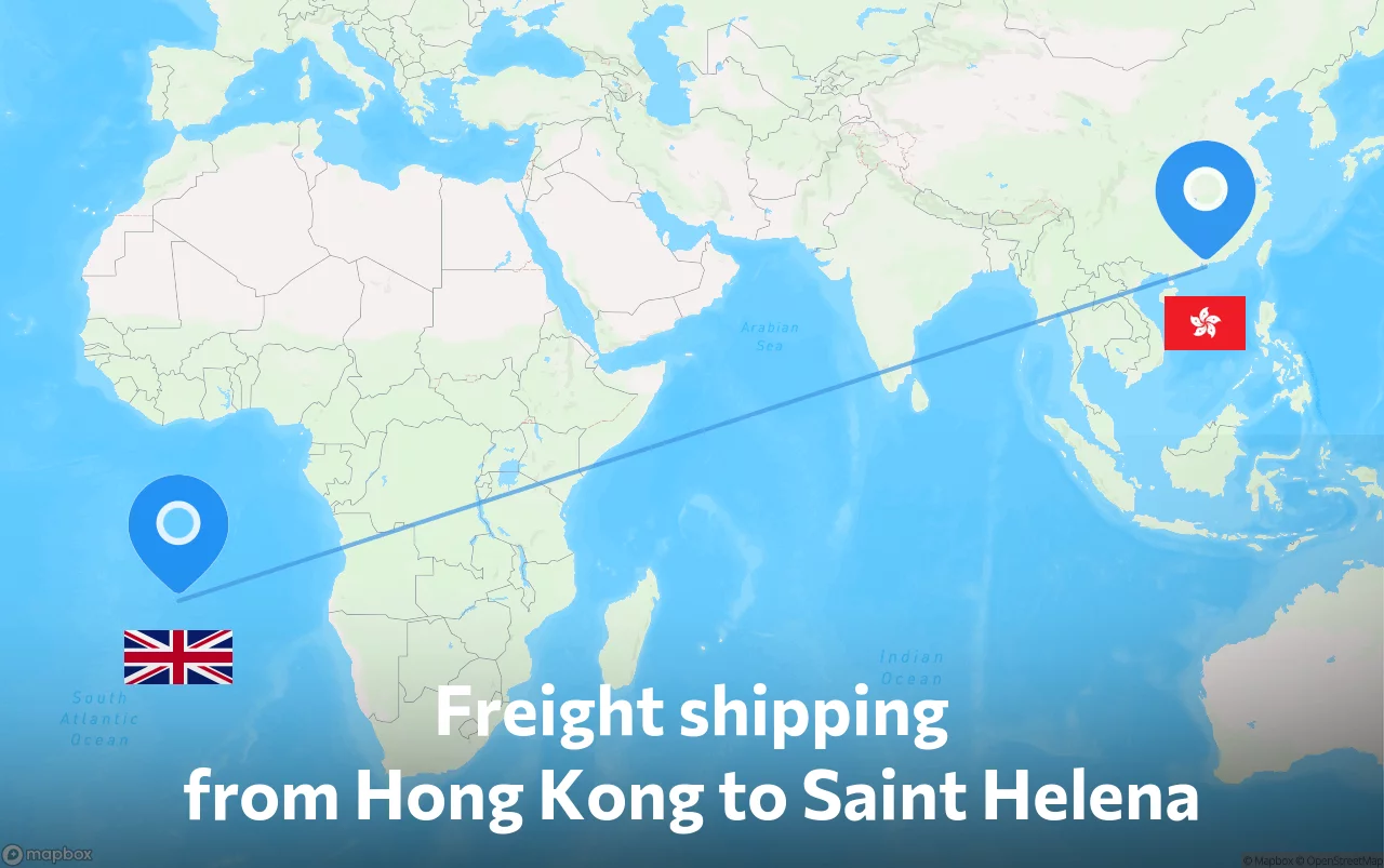 Shipping route from Hong Kong to Saint Helena