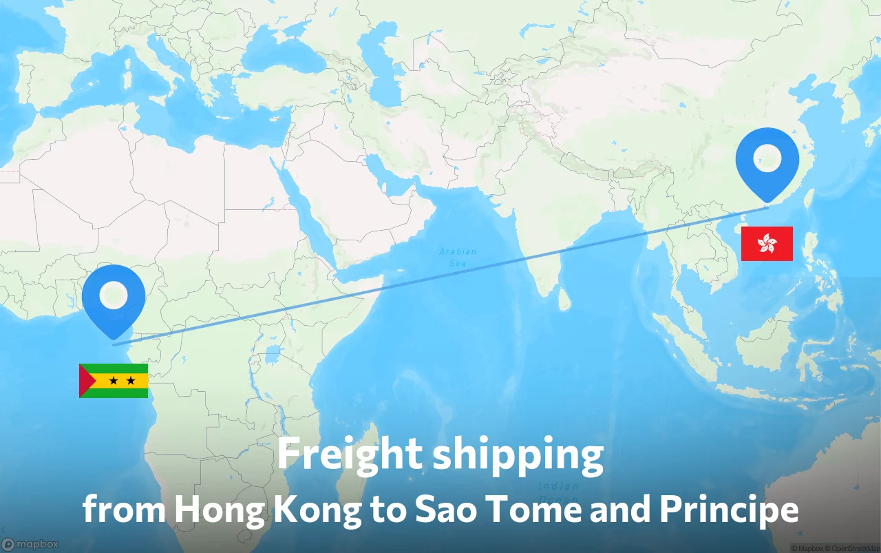 Shipping route from Hong Kong to Sao Tome and Principe