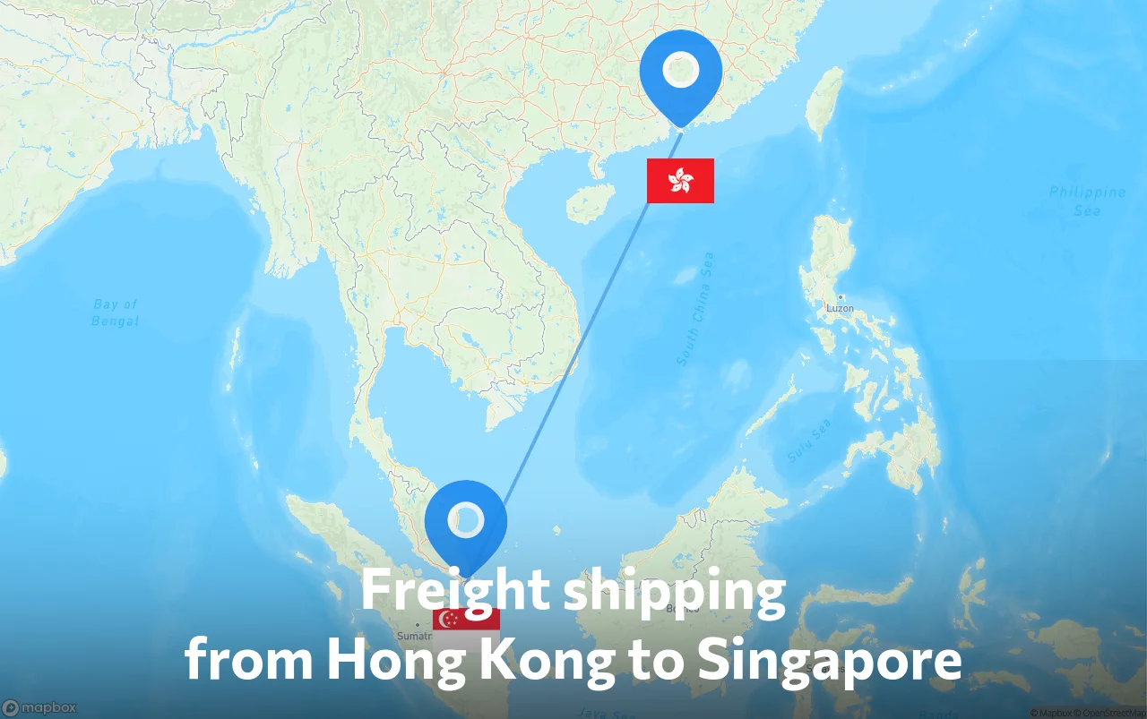 Shipping route from Hong Kong to Singapore