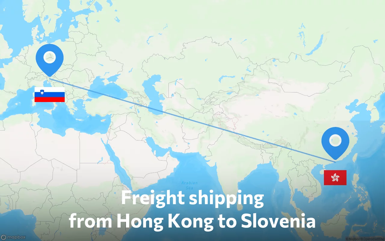 Shipping route from Hong Kong to Slovenia