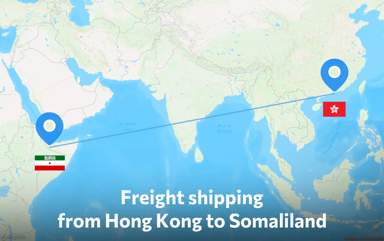 Shipping route from Hong Kong to Somaliland