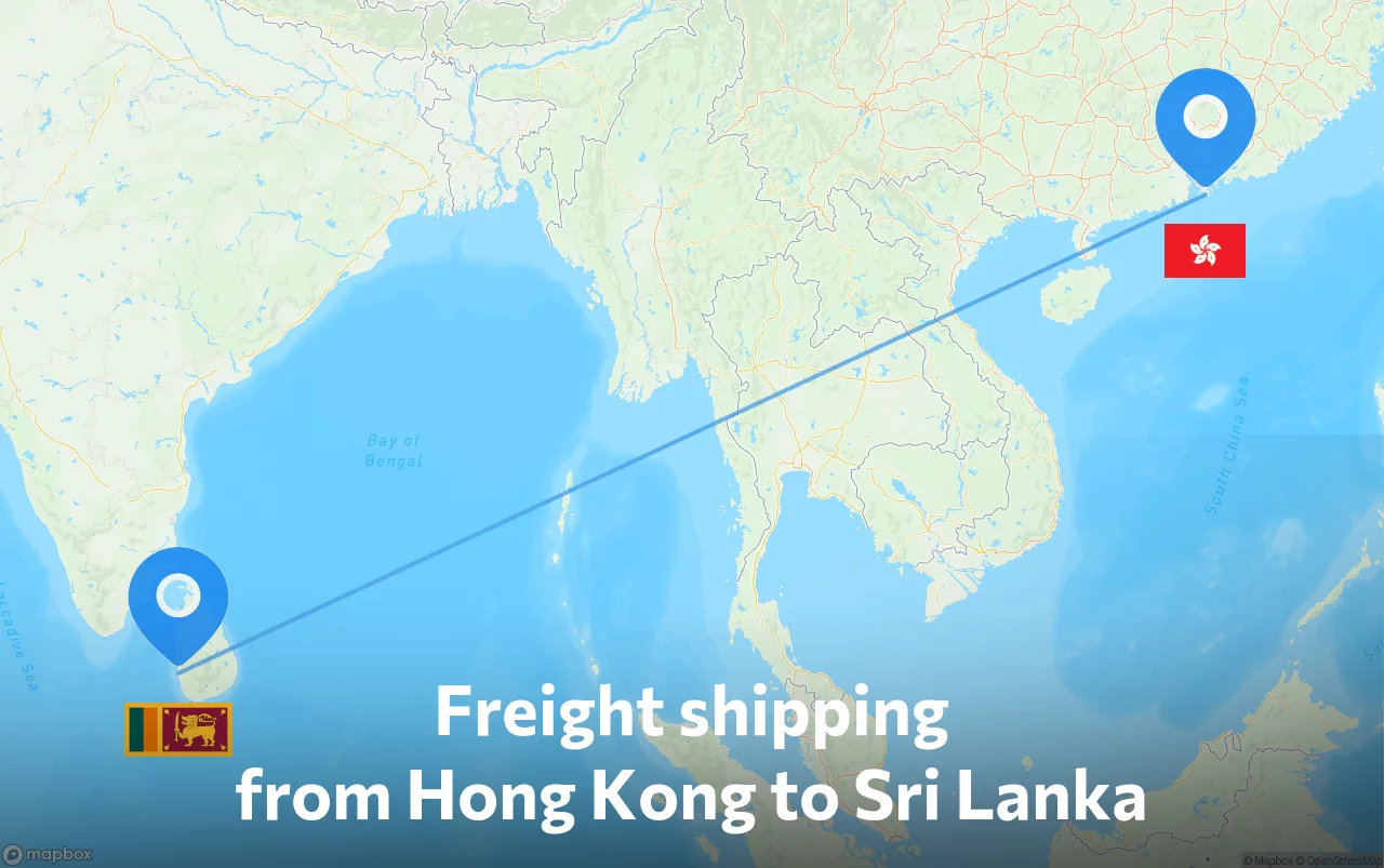 Shipping route from Hong Kong to Sri Lanka