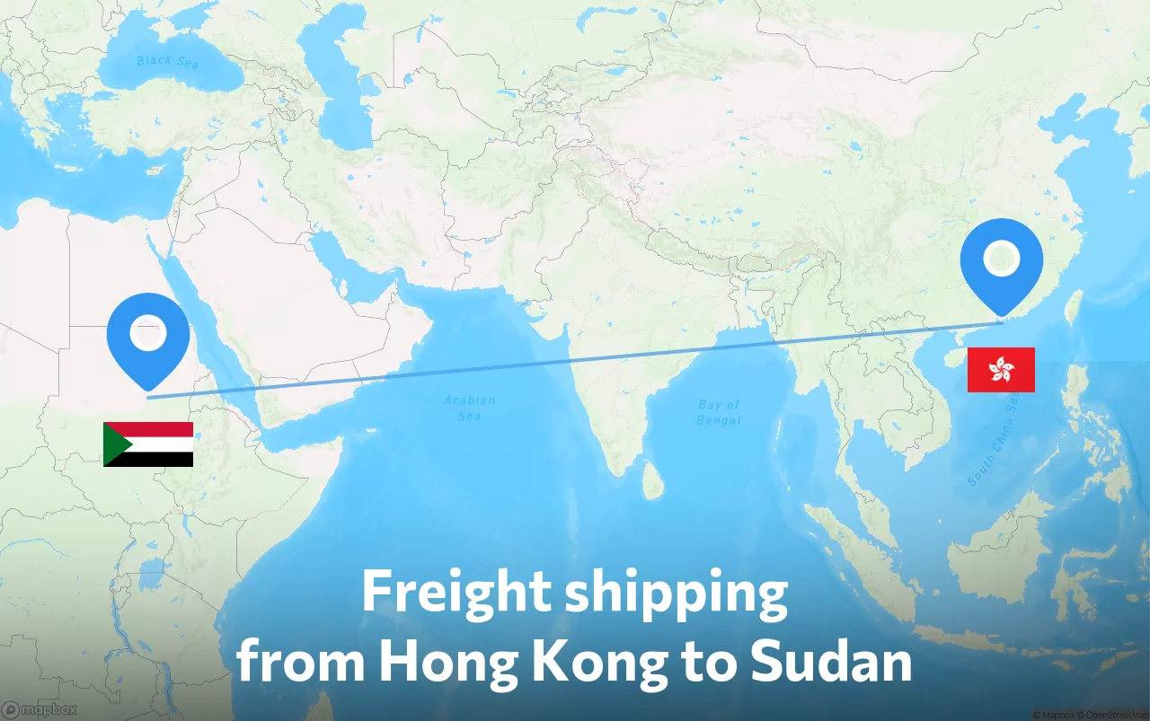 Shipping route from Hong Kong to Sudan