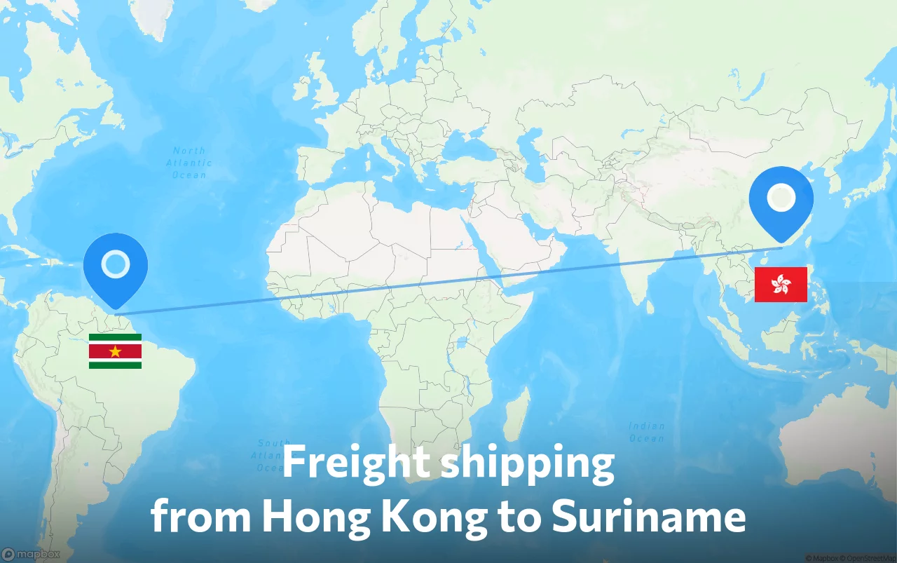 Shipping route from Hong Kong to Suriname