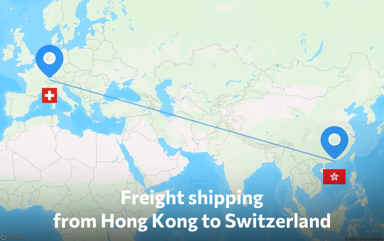 Shipping route from Hong Kong to Switzerland