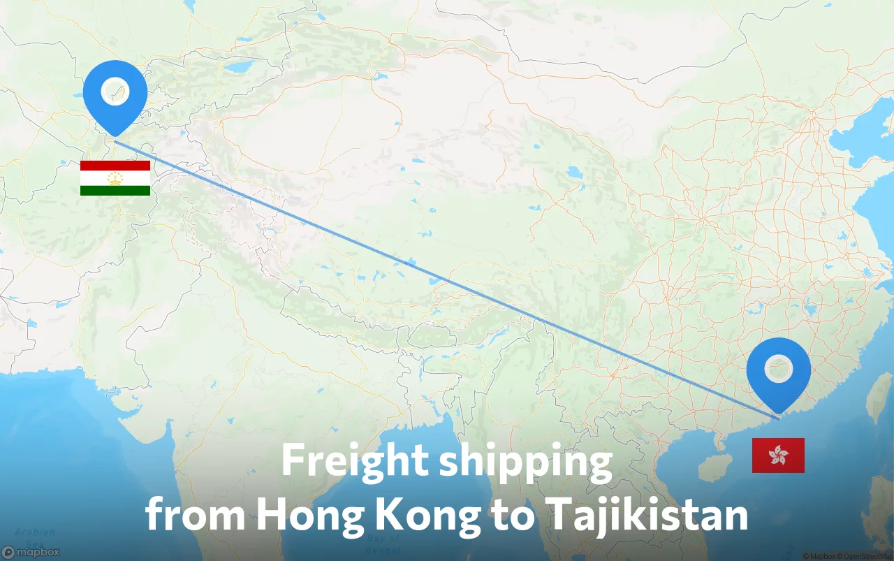 Shipping route from Hong Kong to Tajikistan