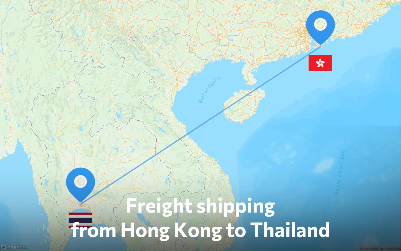 Shipping route from Hong Kong to Thailand