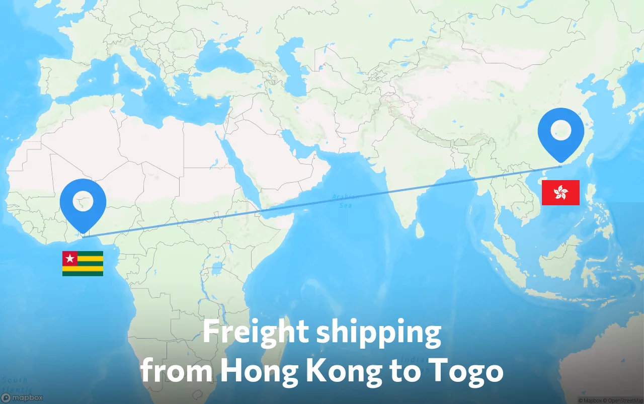 Shipping route from Hong Kong to Togo