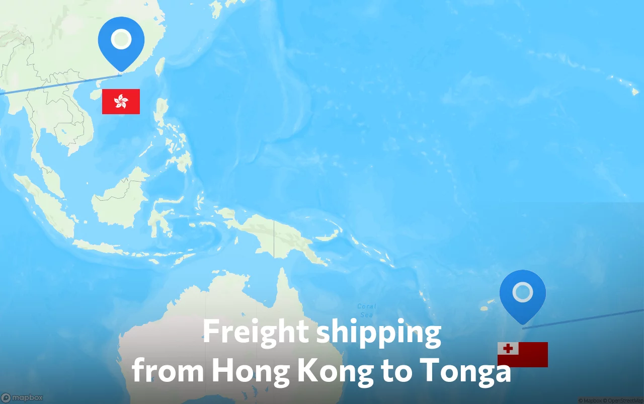 Shipping route from Hong Kong to Tonga