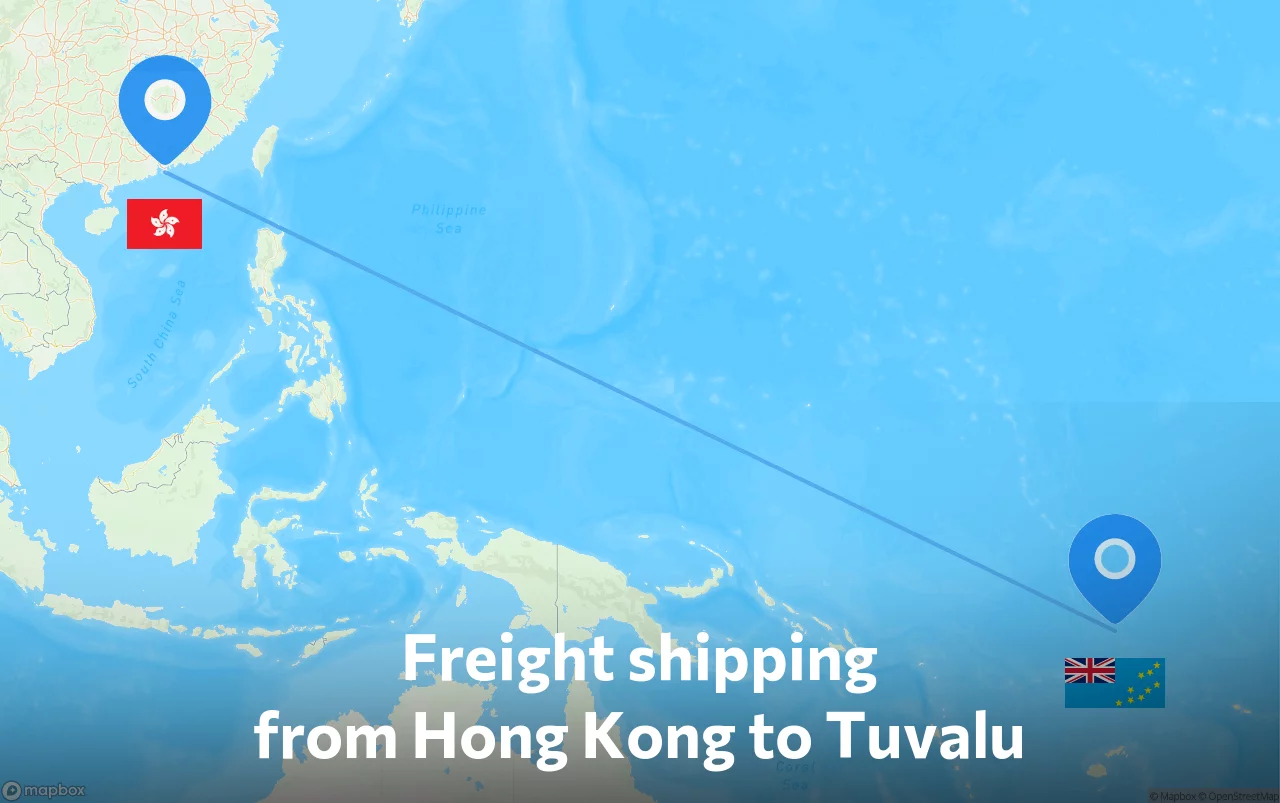 Shipping route from Hong Kong to Tuvalu